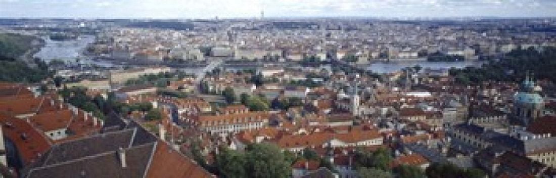Aerial view of a city Prague Czech Republic Canvas Art - Panoramic Images (18 x 6)
