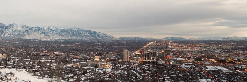 Aerial view of a city Salt Lake City Utah USA Canvas Art - Panoramic Images (36 x 12)