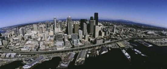 Aerial view of a city Seattle Washington State USA Canvas Art - Panoramic Images (30 x 13)
