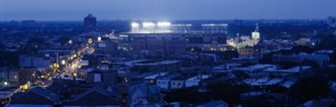 Aerial view of a city Wrigley Field Chicago Illinois USA Canvas Art - Panoramic Images (18 x 6)
