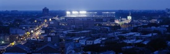 Aerial view of a city Wrigley Field Chicago Illinois USA Canvas Art - Panoramic Images (36 x 12)
