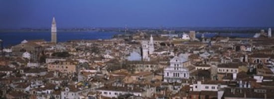 Aerial view of a city along a canal Venice Italy Canvas Art - Panoramic Images (36 x 13)