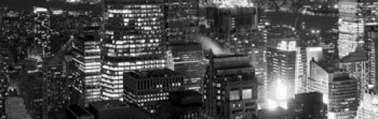 Aerial view of a city at night Midtown Manhattan Manhattan New York City New York State USA Canvas Art - Panoramic Images (36 x 12)