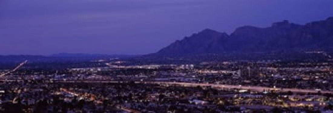 Aerial view of a city at night Tucson Pima County Arizona USA Canvas Art - Panoramic Images (18 x 6)