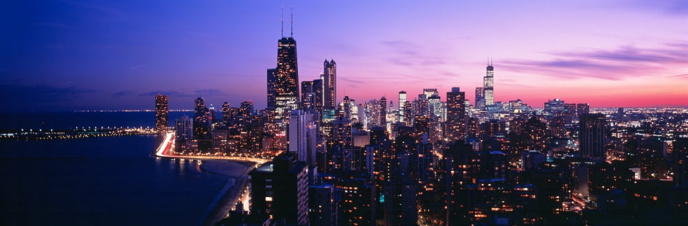Aerial view of a city at the lakeside Lake Michigan Gold Coast Chicago Illinois USA Canvas Art - Panoramic Images (27 x 9)