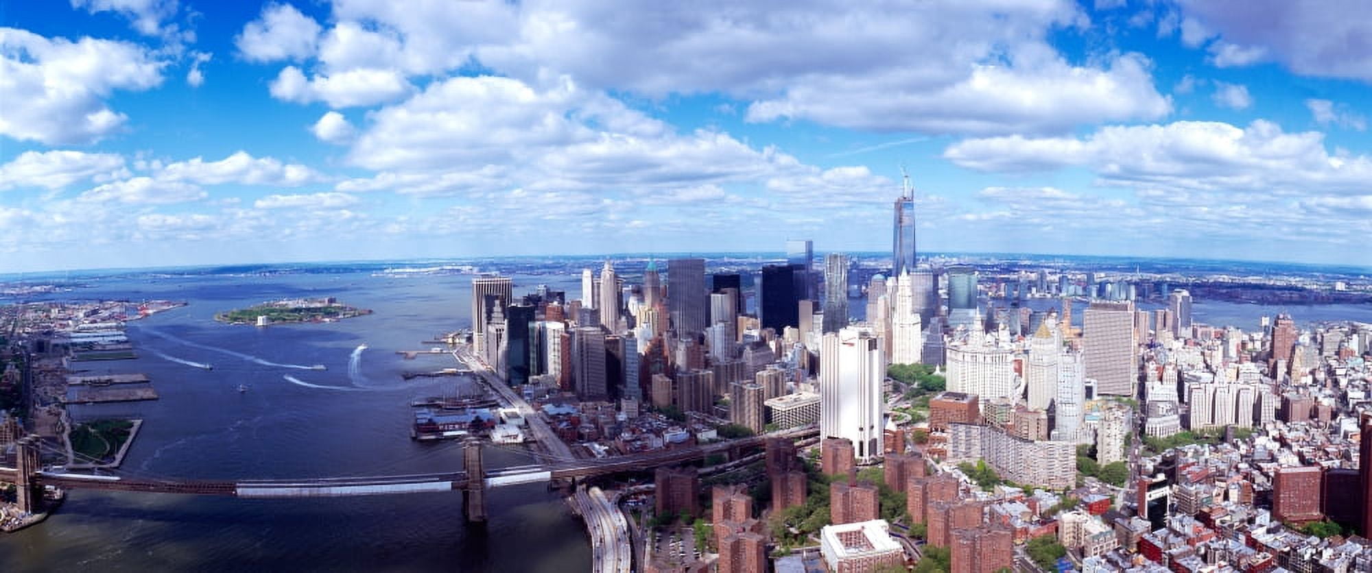 Aerial view of a city at the waterfront New York City New York State USA Canvas Art - Panoramic Images (27 x 9)