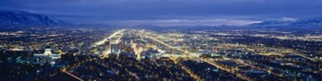 Aerial view of a city lit up at dusk Salt Lake City Utah USA Canvas Art - Panoramic Images (20 x 5)