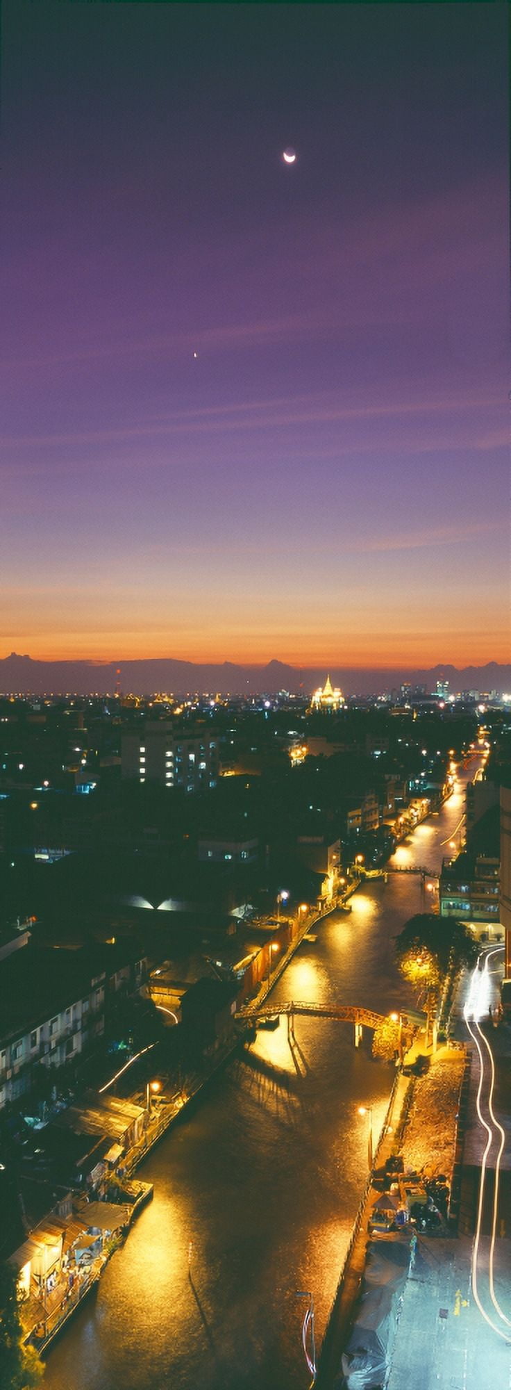 Aerial view of a city lit up at night Bangkok Thailand Canvas Art - Panoramic Images (27 x 9)