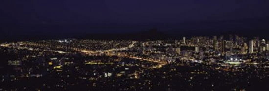 Aerial view of a city lit up at night Honolulu Oahu Honolulu County Hawaii USA 2010 Canvas Art - Panoramic Images (18 x 7)