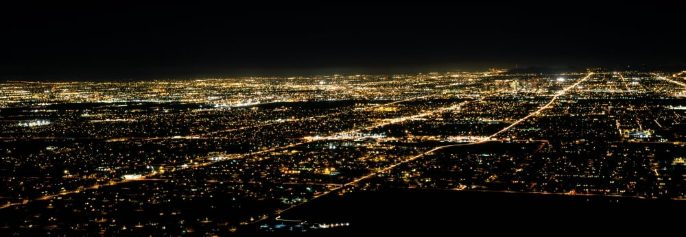 Aerial view of a city lit up at night Phoenix Maricopa County Arizona USA Canvas Art - Panoramic Images (12 x 36)