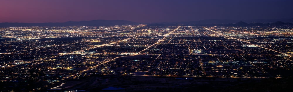 Aerial view of a city lit up at night Phoenix Maricopa County Arizona USA Canvas Art - Panoramic Images (27 x 9)