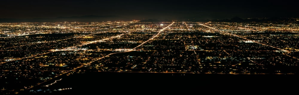 Aerial view of a city lit up at night Phoenix Maricopa County Arizona USA Canvas Art - Panoramic Images (36 x 12)