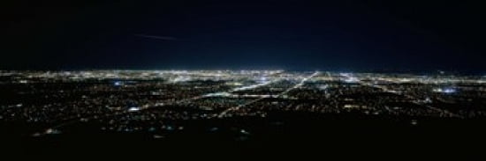 Aerial view of a city lit up at night Phoenix Maricopa County Arizona USA Canvas Art - Panoramic Images (36 x 12)