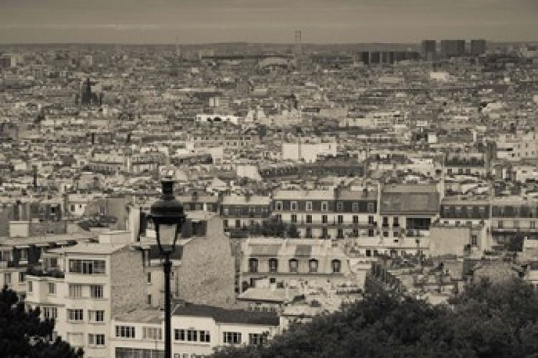 Aerial view of a city viewed from Basilique Du Sacre Coeur Montmartre Paris Ile-de-France France Canvas Art - Panoramic Images (36 x 24)