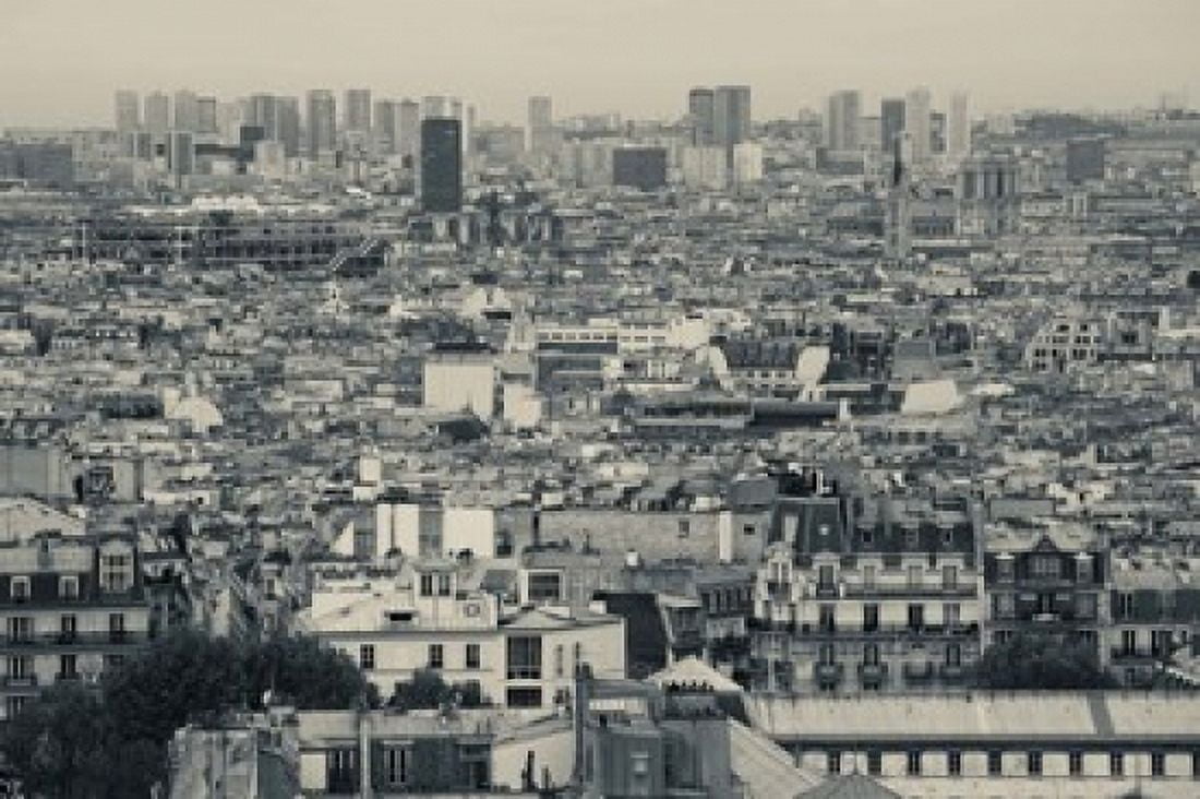 Aerial view of a city viewed from Basilique Du Sacre Coeur Montmartre Paris Ile-de-France France Canvas Art - Panoramic Images (36 x 24)