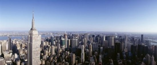 Aerial view of a cityscape Empire State Building Manhattan New York City New York State USA Canvas Art - Panoramic Images (30 x 13)