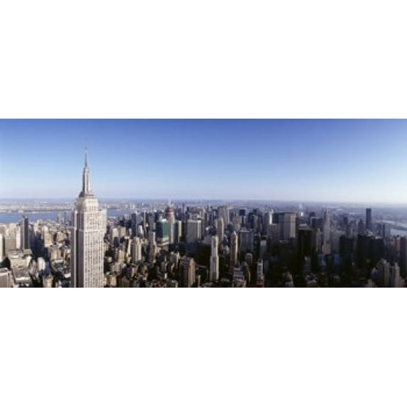 Aerial view of a cityscape, Empire State Building, Manhattan, New York City, New York State, USA Poster Print (15 x 6)