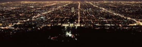 Aerial view of a cityscape Griffith Park Observatory Los Angeles California USA Canvas Art - Panoramic Images (36 x 12)