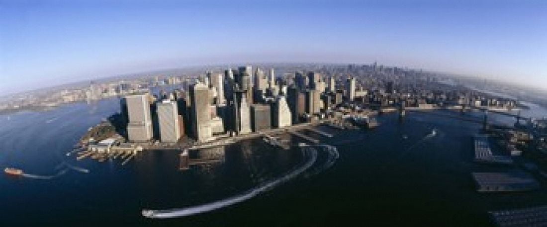 Aerial view of a cityscape Manhattan New York City New York State USA Canvas Art - Panoramic Images (15 x 6)