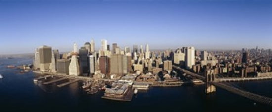 Aerial view of a cityscape Manhattan New York City New York State USA Canvas Art - Panoramic Images (30 x 13)