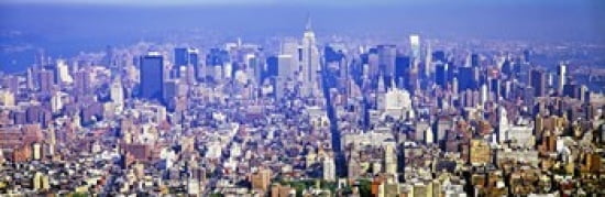 Aerial view of a cityscape Manhattan New York City New York State USA Canvas Art - Panoramic Images (36 x 12)