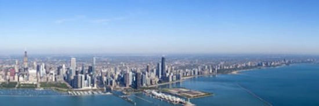 Aerial view of a cityscape Trump International Hotel And Tower Willis Tower Chicago Cook County Illinois USA Canvas Art - Panoramic Images (18 x 6)