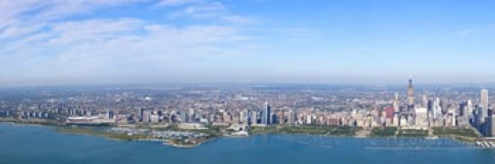 Aerial view of a cityscape Trump International Hotel And Tower Willis Tower Chicago Cook County Illinois USA Canvas Art - Panoramic Images (36 x 12)