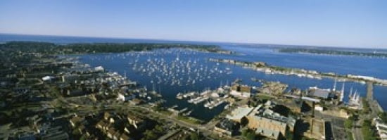 Aerial view of a harbor Newport Harbor Newport Rhode Island USA Canvas Art - Panoramic Images (18 x 7)