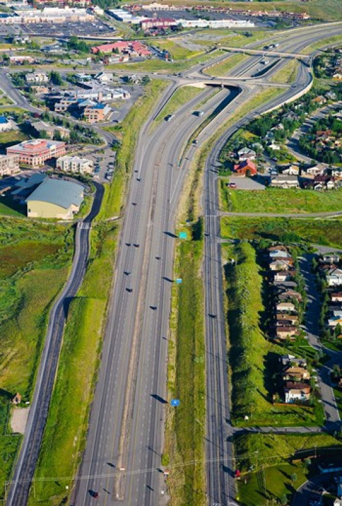 Aerial view of a highway passing through a town Interstate 80 Park City Utah USA Canvas Art - Panoramic Images (25 x 36)