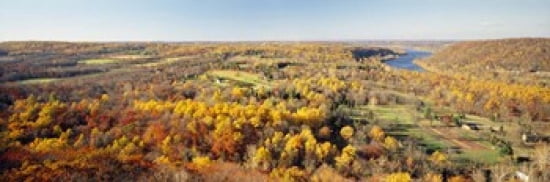 Aerial view of a landscape Delaware River Washington Crossing Bucks County Pennsylvania USA Canvas Art - Panoramic Images (36 x 12)
