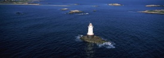 Aerial view of a light house Sakonnet Point Lighthouse Little Compton Rhode Island USA Canvas Art - Panoramic Images (36 x 13)