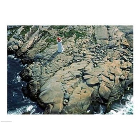 Aerial view of a lighthouse at the coast Peggy's Cove Nova Scotia Canada -24 x 18- Poster Print