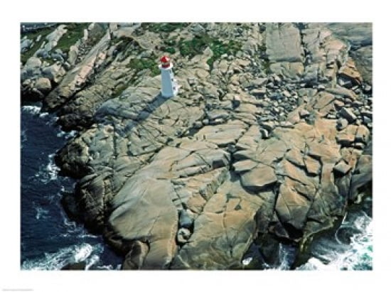 Aerial view of a lighthouse at the coast Peggys Cove Nova Scotia Canada Canvas Art -  (24 x 18)