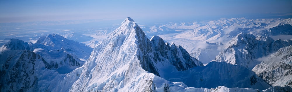 Aerial view of a mountain Denali National Park Alaska USA Canvas Art - Panoramic Images (36 x 12)