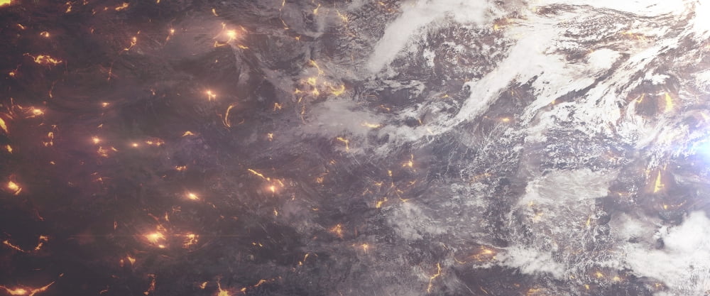 Aerial view of a planet ripped apart from the inside by the pressure of lava Canvas Art - Tomasz DabrowskiStocktrek Images (22 x 9)