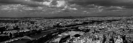Aerial view of a river passing through a city Seine River Paris Ile-de-France France Canvas Art - Panoramic Images (36 x 12)