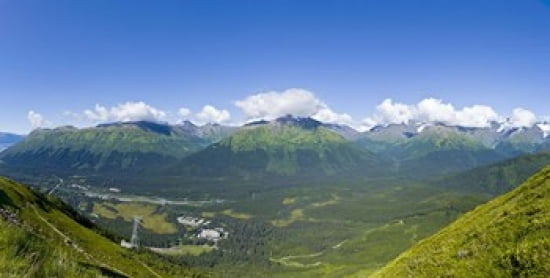 Aerial view of a ski resort Alyeska Resort Girdwood Chugach Mountains Anchorage Alaska USA Canvas Art - Panoramic Images (24 x 12)