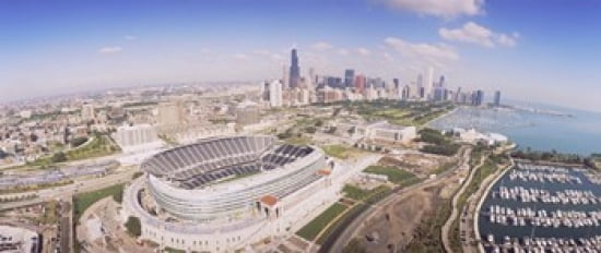 Aerial view of a stadium Soldier Field Chicago Illinois USA Canvas Art - Panoramic Images (30 x 13)