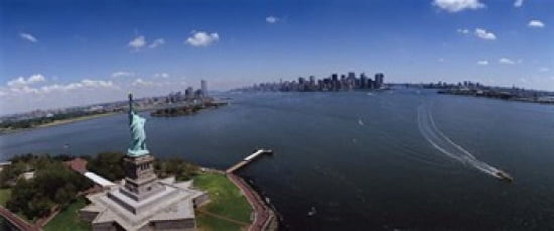 Aerial view of a statue Statue of Liberty New York City New York State USA Canvas Art - Panoramic Images (15 x 6)