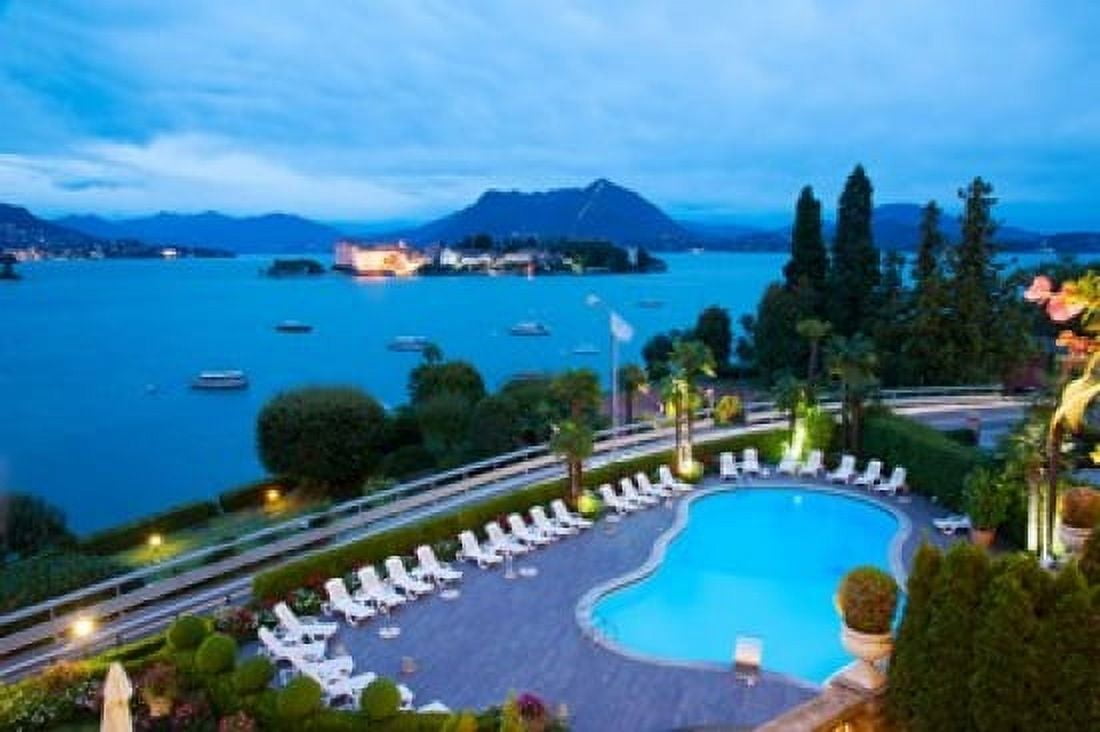 Aerial view of a swimming pool at hotel Villa e Palazzo Aminta Isola Bella Stresa Lake Maggiore Italy Canvas Art - Panoramic Images (36 x 24)