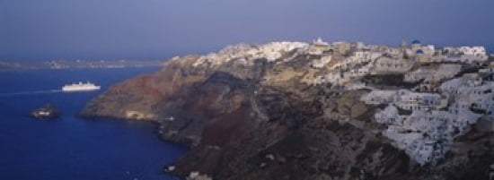 Aerial view of a town Santorini Greece Canvas Art - Panoramic Images (36 x 13)