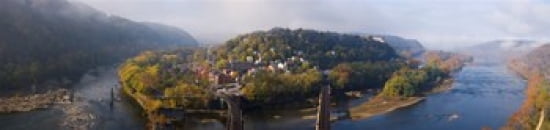 Aerial view of an island Harpers Ferry Jefferson County West Virginia USA Canvas Art - Panoramic Images (40 x 10)