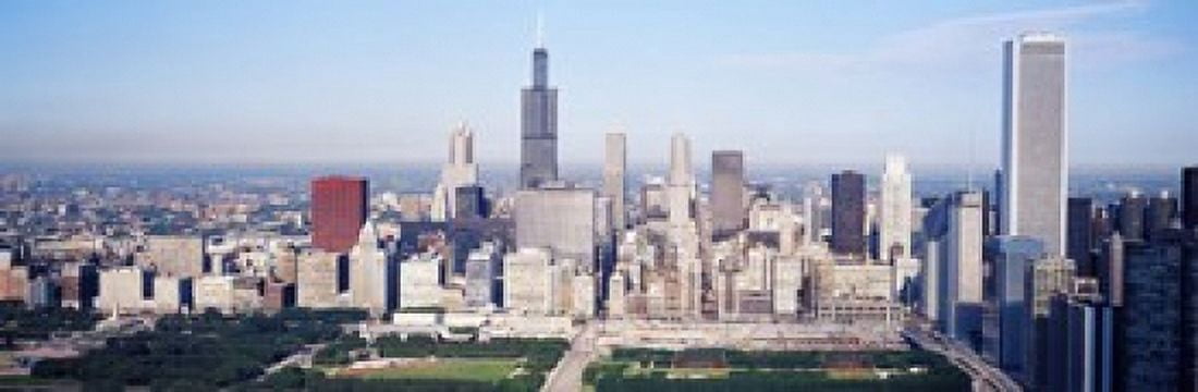 Aerial view of buildings in a city Chicago Illinois USA Canvas Art - Panoramic Images (18 x 6)