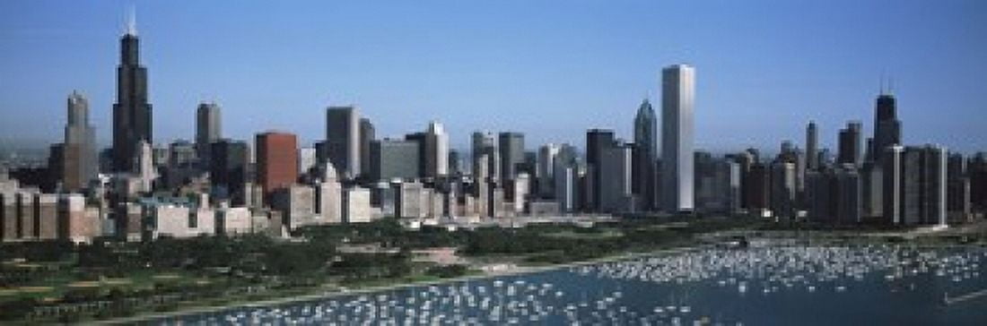Aerial view of buildings in a city Chicago Illinois USA Canvas Art - Panoramic Images (18 x 6)