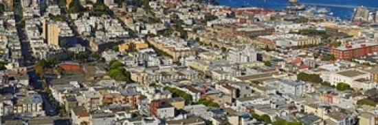 Aerial view of buildings in a city Columbus Avenue and Fishermans Wharf San Francisco California USA Canvas Art - Panoramic Images (36 x 12)