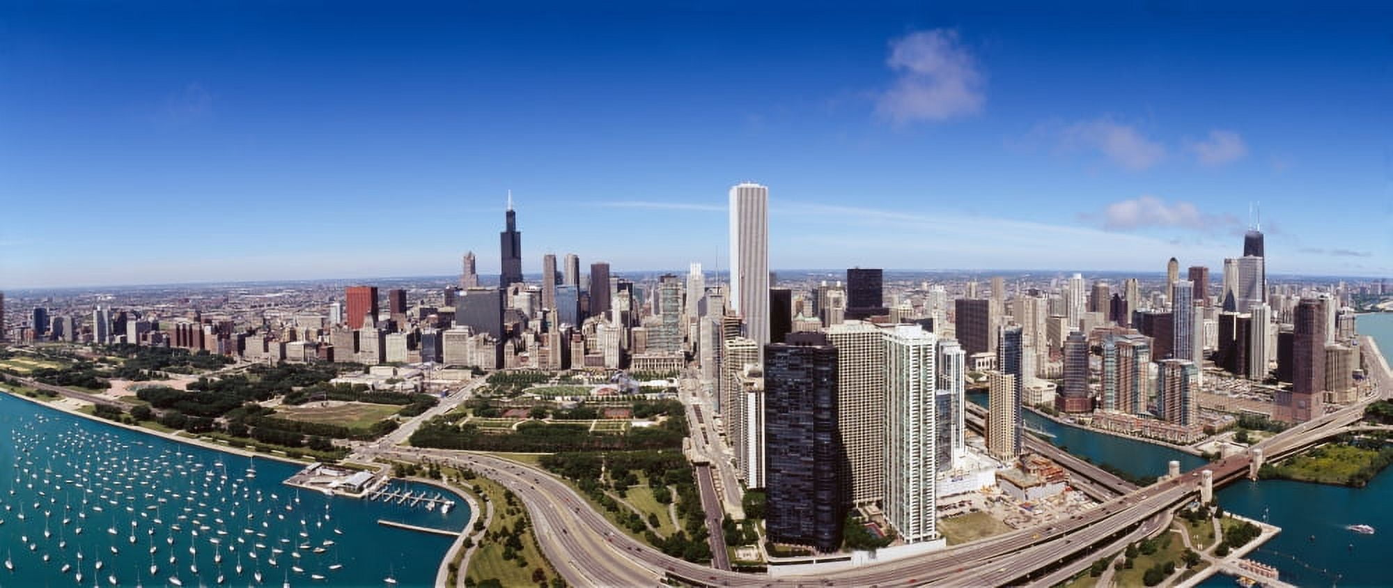 Aerial view of buildings in a city Lake Michigan Lake Shore Drive Chicago Illinois USA Canvas Art - Panoramic Images (9 x 27)