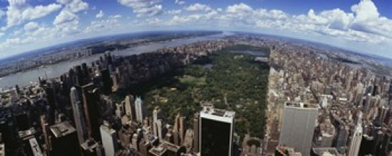 Aerial view of buildings in a city Manhattan New York City New York State USA Canvas Art - Panoramic Images (30 x 12)