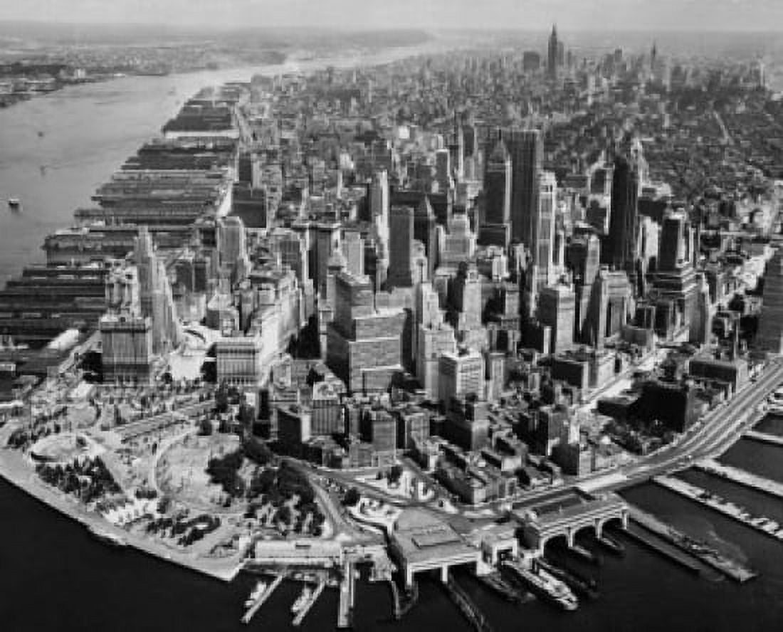 Aerial view of buildings in a city New York City New York State USA Canvas Art - (18 x 24)