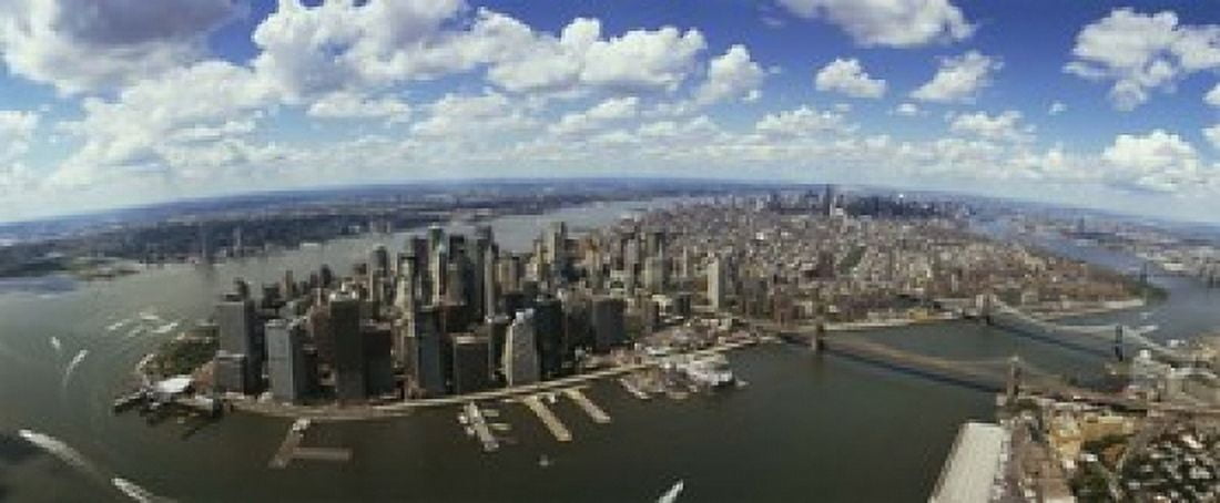 Aerial view of buildings in a city New York City New York State USA Canvas Art - Panoramic Images (15 x 6)
