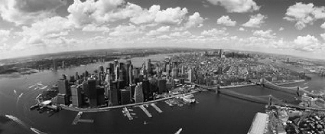 Aerial view of buildings in a city New York City New York State USA Canvas Art - Panoramic Images (30 x 13)